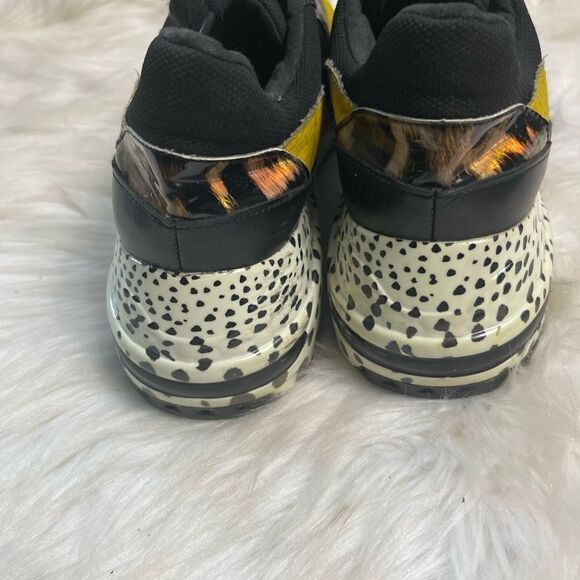 Steve Madden Boomer lace up wedge sneakers fabric Black & mustard yellow SZ9M - Picture 4 of 10